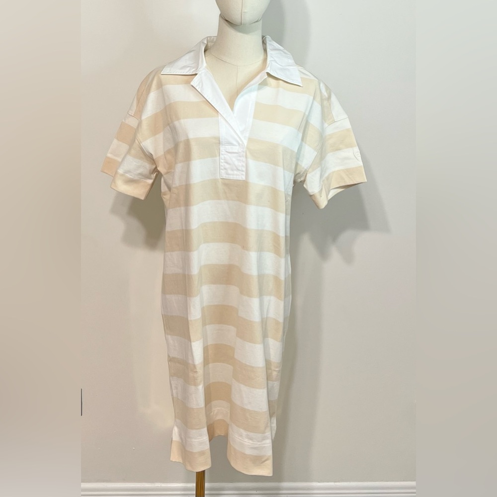 Everlane The Organic Cotton Polo Dress Striped Beige Size Small - Picture 7 of 12